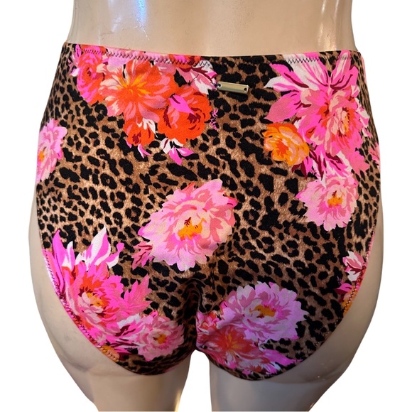Victoria Secret High Waisted Cheeky Cheetah Floral Bikini Bottoms EUC Medium - Picture 5 of 8